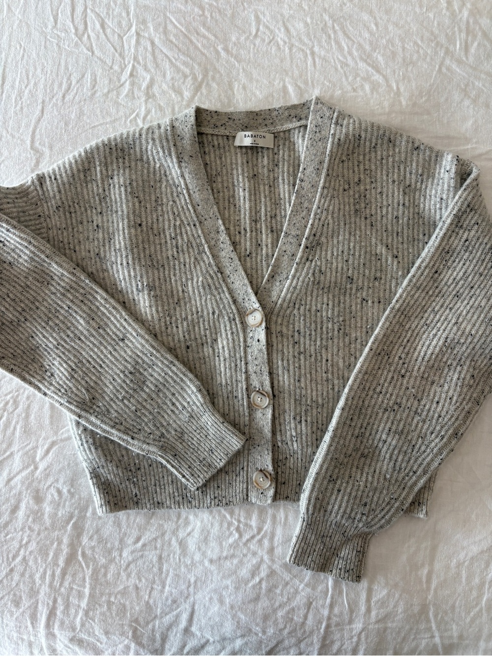 Aritzia Babaton 100% Cashmere Speckled Grey Cardigan Sweater S